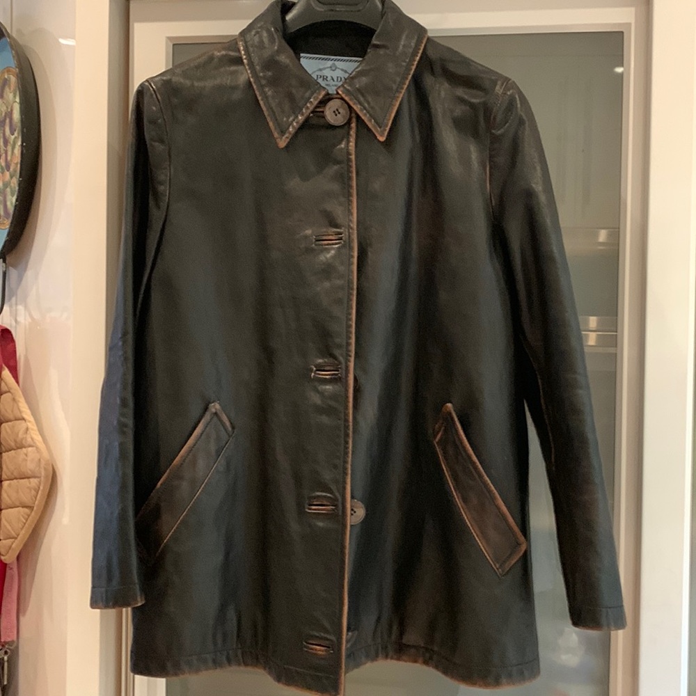Prada distressed leather jacket